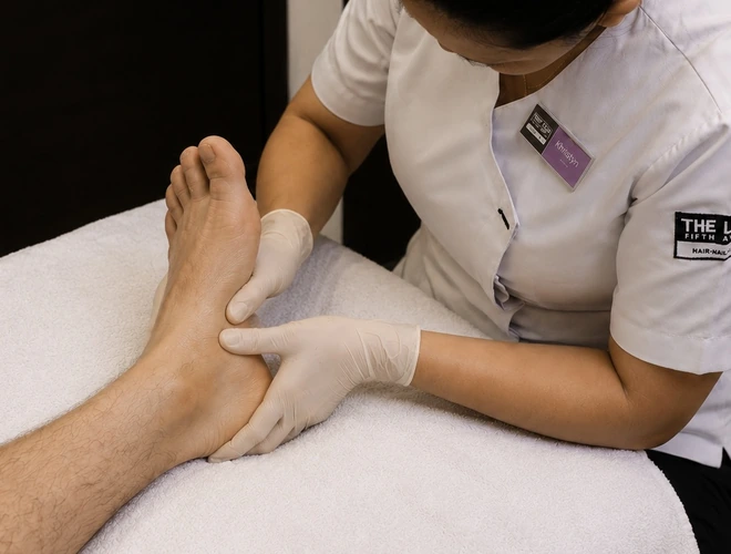 Russian pedicure at the loft gents grooming in Dubai